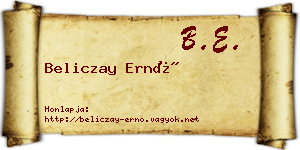 Beliczay Ernő névjegykártya